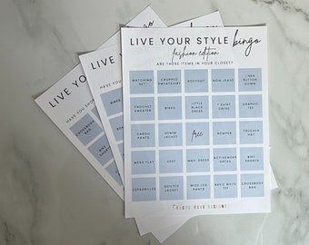 Digital Download Bingo Card Fashion Game Download Bridal Shower Bingo For Girlfriend Party Digital Bingo Cards Style Bingo Printable Game