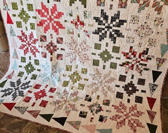 Gewebte Noel Quilt: Winter Schneeflocke Flanellrücken (79 "x 79" )