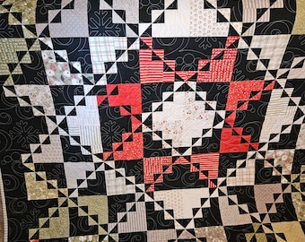 Heiligabend Quilt: Lella Boutique-Muster, Rot, Schwarz, und Elfenbein Flanell (74x74)