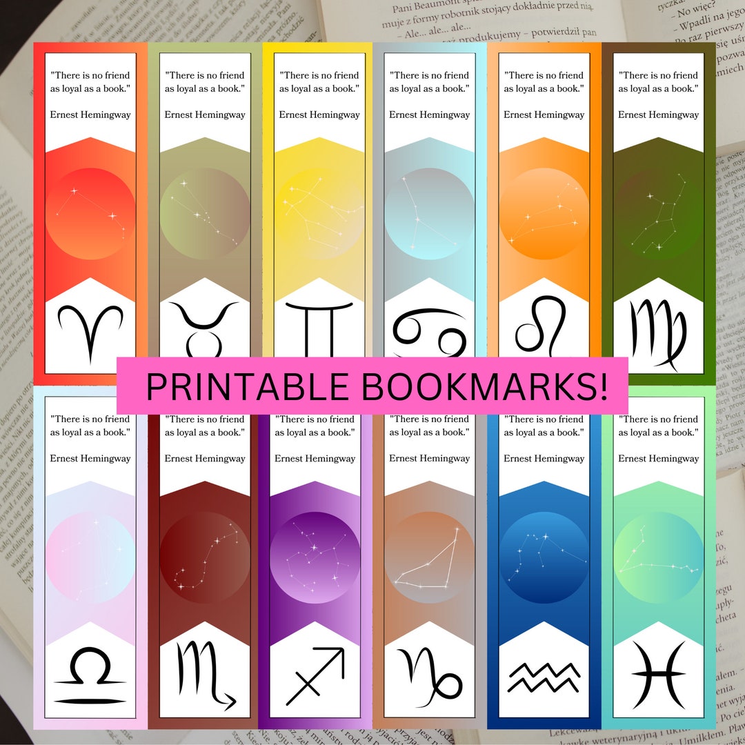 ZODIAC PRINTABLE BOOKMARKS Astrology Printable Bookmarks Etsy