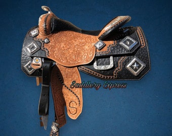 Handmade Premium Leather Western Pleasure Show Horse Saddle & tack. Size(10” to 18” Inch) seat. (..Read Description For More Info..)