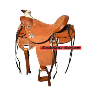 Wade Style Tree A Slick Fork Premium Leather Ranch Roping Western Working Horse Saddle Tack With Matching Headstall, Breastplate & Reins.