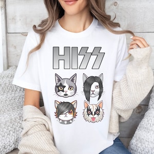 Hiss Cat Rock Band Shirt, Funny Cat Shirt, Gift For Cat Lover, Rockstar Cats Tshirt