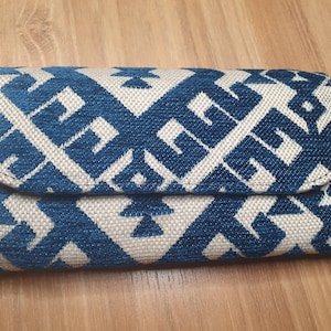Unusual wallet for women made of leather & fabric, various colors / patterns, handmade large wallet with many card slots