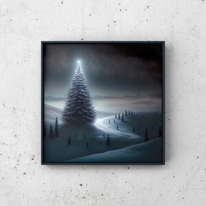 A Starry Winter Night - Instant Printable Download - Original Art - Wall Art Poster - Winter Landscape