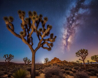 Milky Way Joshua Tree Photo – Original Starry Night Art – Image for Printing (Digital Download)