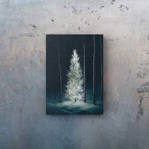 Winter Tree in Forest, Instant Download Printable Wall art for Christmas, Solstice, Holidays. Snowy Landscape Poster, Original Art