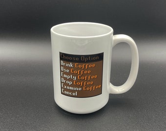 OSRS Coffee Mug, OSRS Coffee Menu Mug, Old School RuneScape Coffee Mug, Old School RuneScape Coffee Menu Mug