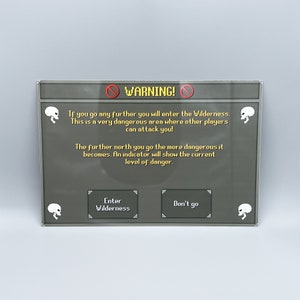 OSRS Wilderness Warning Aluminum Sign, OSRS Wilderness Warning Door Sign, OSRS Wilderness Warning Sign