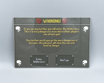 OSRS Wilderness Warning Aluminum Sign, OSRS Wilderness Warning Door Sign, OSRS Wilderness Warning Sign