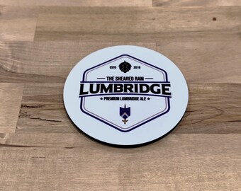 The Sheared Ram Cork Backed Coaster, Lumbridge Pub Drink Coaster, The Sheared Ram Drink Coaster, Lumbridge Brewing Drink Coaster, Coaster