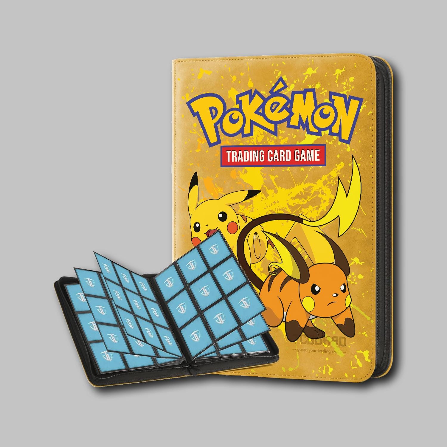 9 card binder Monster - Pocket Trading Album - Matte Black w White Pages Each of the 20 pages features 9 pockets 9-pocket Electric Type PKMN TCG