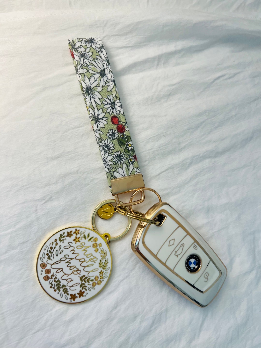 Wristlet Key Fob Keychain Handmade Boho Key Fob Preppy Key Fob Floral Keychain Fabric Wristlet