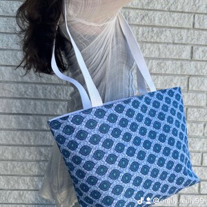 Einkaufstasche Blau Große Handgemachte Geldbörse Lange Riemen Gesteppte Einkaufstasche Blaue Gestreifte Tasche Küstenstil Einkaufstasche Strandtasche Pooltasche Geburtstagsgeschenk Petrol