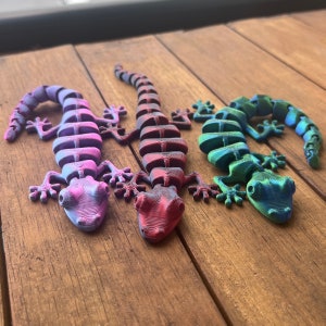 Fidget Toy | 3D-Printed Articulated Lizard | Multi-Colored Gecko