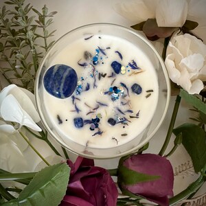 Moonlit Rain - Lapis Lazuli crystal candle - candle gift