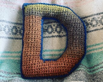 Colourful block letter crochet nursery pillow | bedroom decoration | letter pillow | throw pillow | decoration