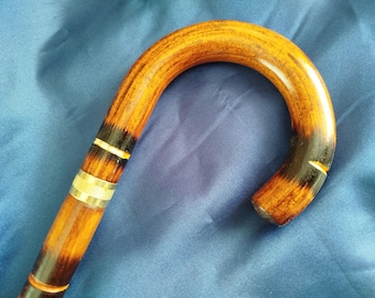 Our best quality chestnut bamboo styled wooden pattern crook gentleman handle walking stick cane UK seller
