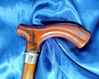 Brand new wooden red marble derby handle walking stick cane UK seller
