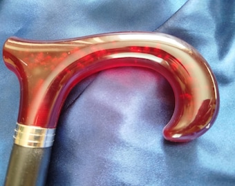 Brand new wooden red derby handle walking stick cane UK seller