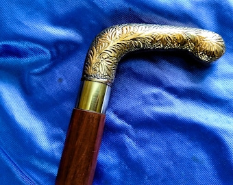 Brand new brass leaf derby handle walking stick cane UK seller