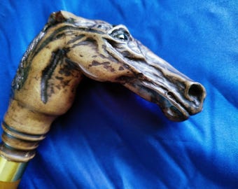 Slight seconds racehorse handle wooden walking stick cane UK seller