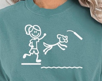 Dock Diving, Dog Sports, Girl and Dog, Stick Figures