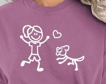 Woman and Dog, Dog Sports, Dog Lover, Stick Figures