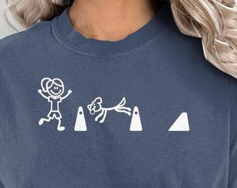 Fly Ball, Dog Sports, Shirt, Woman and Dog, Stick Figures