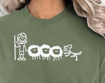 Herding Dog, Sheep Herding, Dog Sports, Shirt, Woman and Dog, Stick Figures