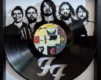 FRAMED Foo Fighters Art - LP Vinyl Album cut into art - FREE shipping
