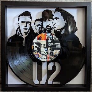 FRAMED U2 Art - LP Vinyl Album cut into art - FREE shipping