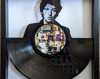 FRAMED Bruce Springsteen Art - LP Vinyl Album cut into art - FREE shipping