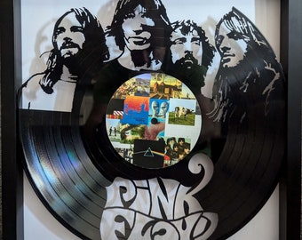 FRAMED Pink Floyd Art - LP Vinyl Album cut into art - FREE shipping