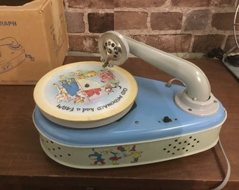 Vintage tin toy phonograph