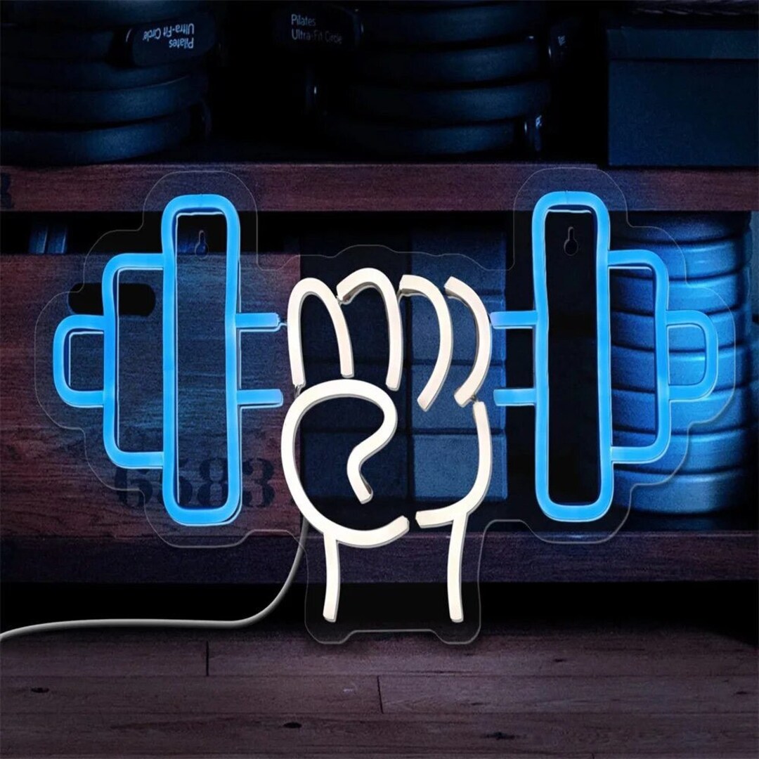 Barbell Neon Sign Dumbbell LED Light Gym Decore Home Wall Decoration