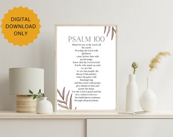 Psalm 100 Bible Verse Wall Art | PRINTABLE Digital Download | Christian Wall Art | Home Decor | Scripture Poster | JPEG | PDF