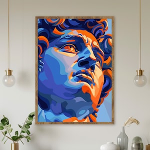 Renaissance David art modern decor Michelangelo David artwork Historical David painting Wall decor conic Renaissance David wall art