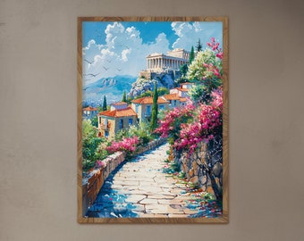 Acropolis of Athens water colour paintings greek wall art beautiful scenery print Acropolis ruins art ancient Acropolis of Athens