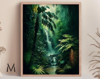 Tropical wall art jungle painting greenery plants art nature wall art  - Print art