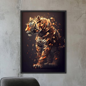 Geometric tiger wall art Abstract tiger painting tiger wall art poster -Print art
