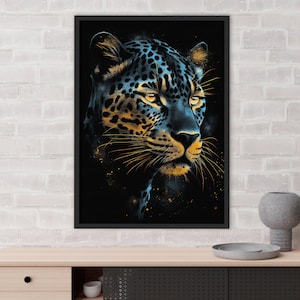 ジャガーの壁アート ブラックパンサーの絵画 ジャングルの動物の装飾 熱帯雨林の壁アート ダークトーンのジャガーの絵画 - プリントアート