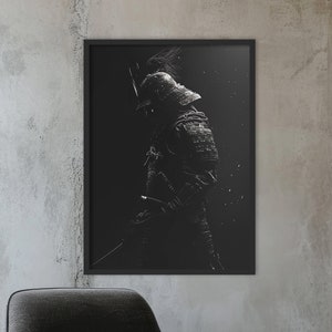 Pintura de samurai preto samurai pintura estética preta guerreiro samurai preto guerreiro japonês arte de parede guerreiro japonês tradicional