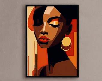 Afrikanische Frau Wandkunst Afrocentric Wanddekor Afrikanische Kunstdrucke zeitgenössische afrikanische Kunst schwarze Kunst - Druckkunst