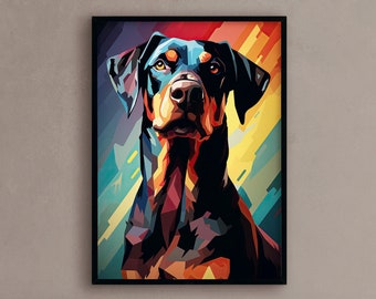 Abstract Doberman painting Colorful dog art Modern doberman painting- Print art