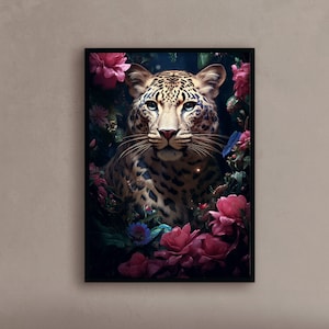 Jaguar Ölgemälde Tropischer Dschungel Kunst Wildtiere Kunst Exotisches Tier Gemälde Exotisches Tier Gemälde-Druck Kunst