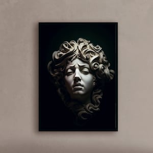 Painting of the Medusa head Medusa artwork Medusa head painting Greek mythology art Mythological artwork- Print art