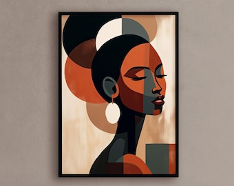 Afrikanische Frau Wandkunst Afrocentric Wanddekor Afrikanische Kunstdrucke zeitgenössische afrikanische Kunst schwarze Kunst - Druckkunst