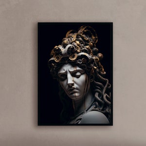 Medusa head painting Medusa artwork Medusa head painting Greek mythology art Mythological artwork- Print art