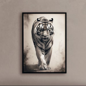 Dibujo a lápiz de tigre Boceto a lápiz de tigre Ilustración de arte de tigre Arte a lápiz de vida silvestre - Arte para imprimir